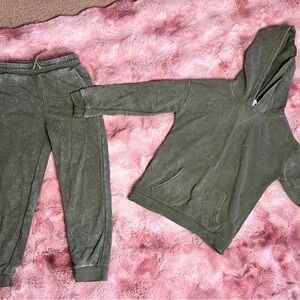 Kids Olive Green Hoodie and Jogger Set